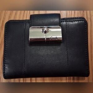 EUC Vintage Y2K Coach Kristin Black Leather Casual Prep Everyday Bifold Wallet